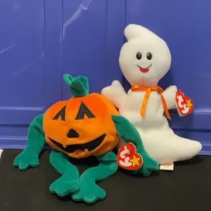 Retired Ty pumpkin 🎃 and ghost 👻 collectibles Halloween beanie babies